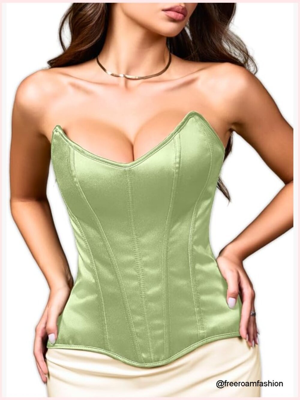Satin Overbust Corset Top, 15 Steel Boned Lace Up Shapewear, Formal Evening